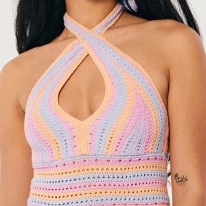 Hollister Pastel Crochet Crop Top